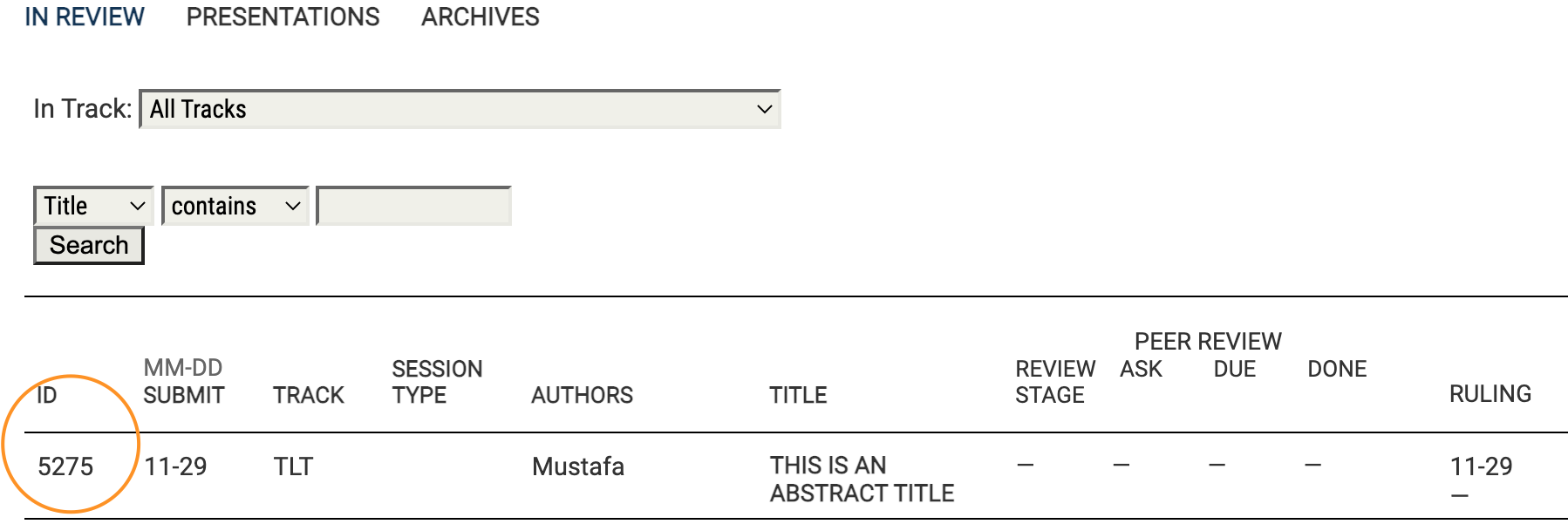 Abstract Submission ID